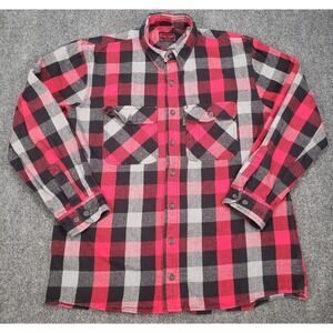Five Brothers Flannel Shirt Mens Large Tall Red Plaid Button Up Heavy